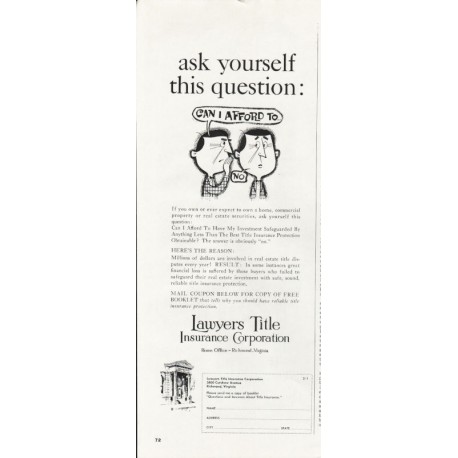 1966 Lawyers Title Insurance Corporation Ad "ask yourself"