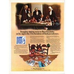 1975 U.S. Postal Service Ad "sitting next to Ben Franklin"