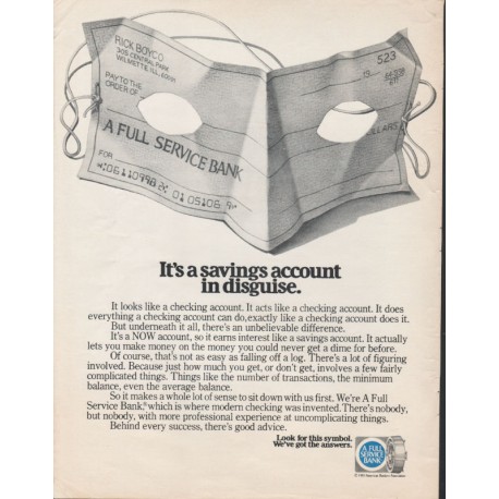 1981 American Bankers Association Ad "savings account in disguise"