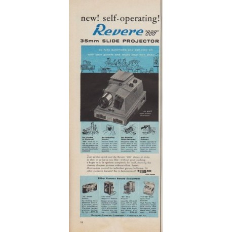 1955 Revere Slide Projector Ad "new! self-operating!"