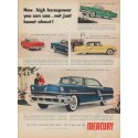 1955 Mercury Ad "high horsepower"