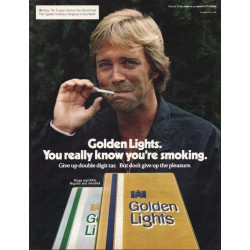 1981 Golden Lights Cigarettes Ad "know you're smoking"