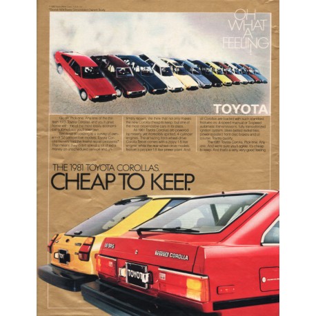 1981 Toyota Corolla Ad "cheap to keep" ~ (model year 1981)