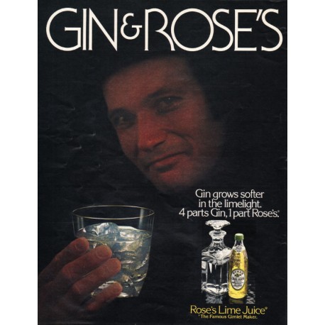 1981 Rose's Lime Juice Ad "Gin & Rose's"