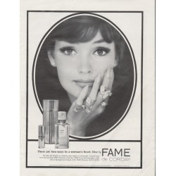 1963 FAME de Corday Perfume Ad "two ways to a woman's heart"