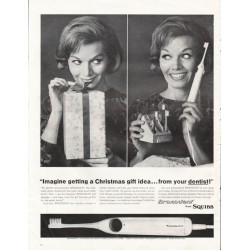 1963 Squibb Broxodent Toothbrush Ad "Christmas gift idea"