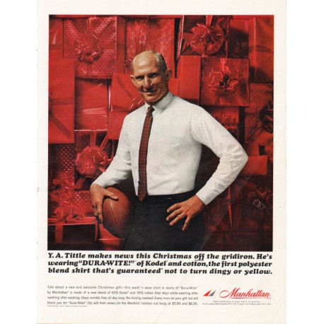1963 Manhattan Shirts Ad "Y. A. Tittle"