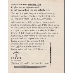 1963 Parker Pens Ad "stainless steel"