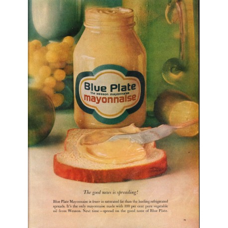 1963 Blue Plate Mayonnaise Ad "good news is spreading"