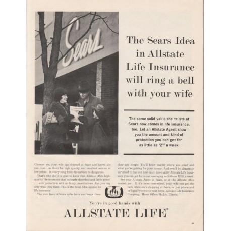1963 Allstate Life Insurance w/ Sears Ad "the Sears idea"