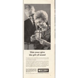 1963 Mallory Battery Company Ad "the gift of sound"