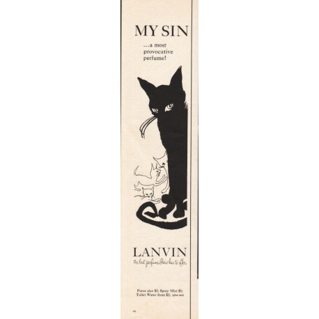 1963 Lanvin Perfume Ad "my sin"
