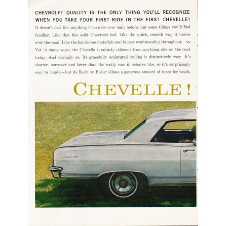 1963 Chevrolet Chevelle Malibu Super Sport Coupe Ad "Chevrolet quality" ~ (model year 1964)