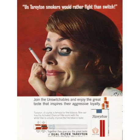 1963 Tareyton Cigarettes Ad "would rather fight"