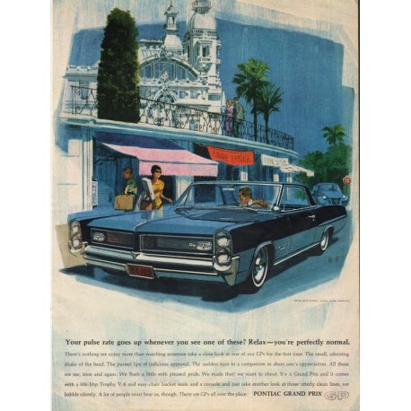 1963 Pontiac Grand Prix Ad "we babble silently" ~ (model year 1964)