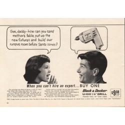 1963 Black & Decker Drill Ad "gee, daddy"