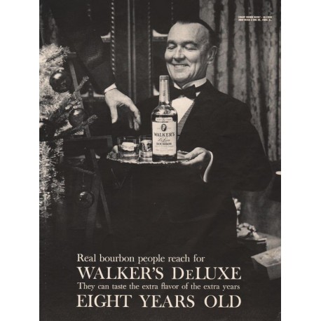 1963 Walker's DeLuxe Bourbon Ad "real bourbon"