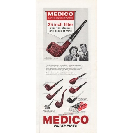 1963 Medico Filter Pipes Ad "peace of mind"