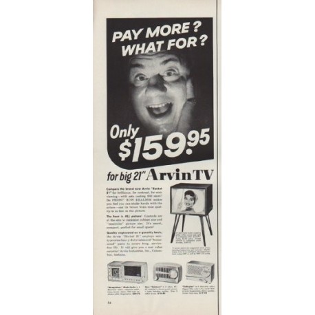 1955 Arvin TV Ad "Pay More?"