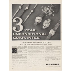 1963 Benrus Watches Ad "most beautiful watches"
