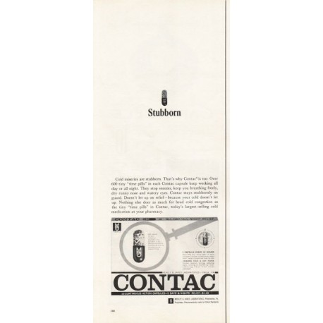 1963 Contac Cold Medicine Ad "stubborn"