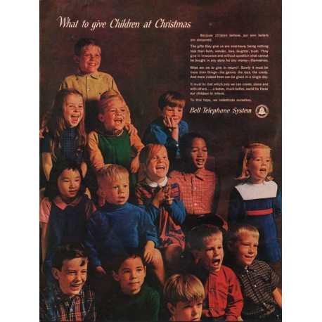 1963 Bell Telephone System Ad "children at Christmas"