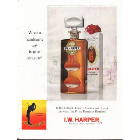 1963 I.W. Harper Kentucky Bourbon Ad "handsome way"