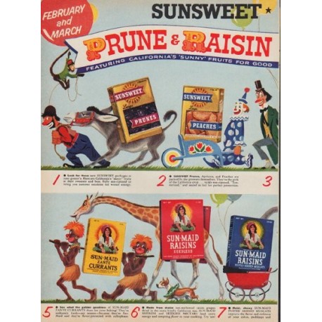 1955 Sunsweet and Sun-Maid Ad "Prune & Raisin Festival"