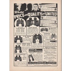 1951 United Binocular Company Ad "price and quality"