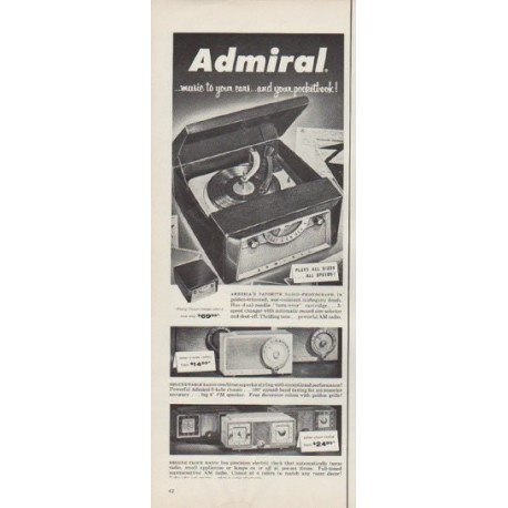 1955 Admiral Radio Ad "music to your ears"