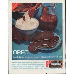 1961 Nabisco Oreo Ad "more creamy filling"