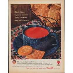 1961 Campbell's Soup Ad "soup and crackers"
