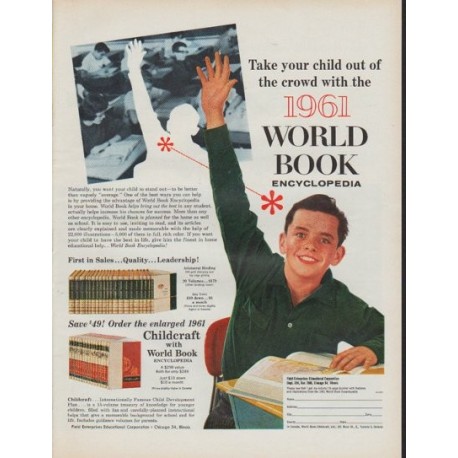 1961 World Book Encyclopedia Ad "Take your child out of the crowd"