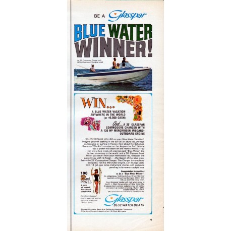 1967 Glasspar Ad "Blue Water Winner!"