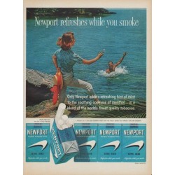 1961 Newport Cigarettes Ad "refreshes while you smoke"