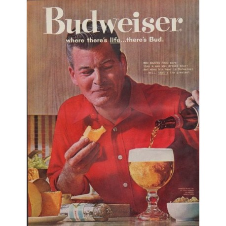 1961 Budweiser Ad "where there's life ... there's Bud"