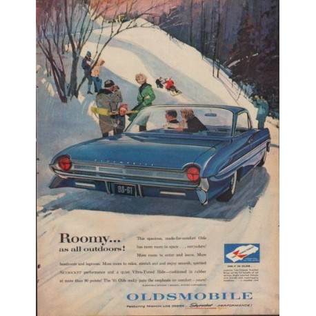 1961 Oldsmobile Ad "Roomy ... as all outdoors!"