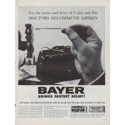 1961 Bayer Aspirin Ad "pains and fever of Colds and Flu"