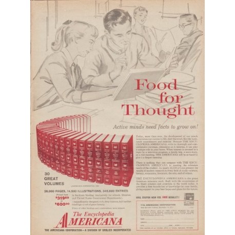 1960 Encyclopedia Americana Ad "Food For Thought"