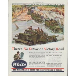 1942 White Trucks Ad "There's No Detour on Victory Road"