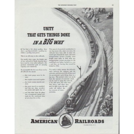 1942 American Railroads Ad "Gets Things Done"