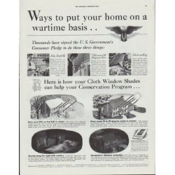 1942 Cloth Window Shades Ad "Ways to put your home on a wartime basis ..."