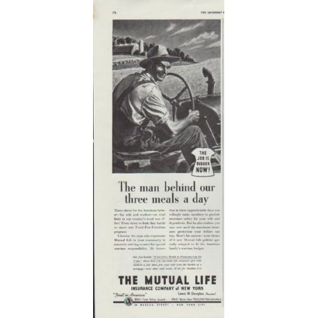 1942 The Mutual Life Insurance Company of New York Ad "The man"