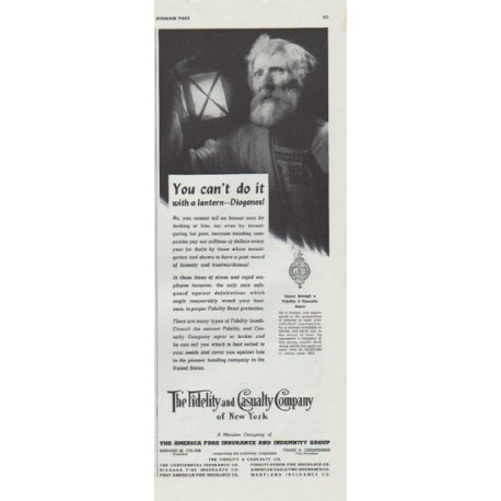 1942 The Fidelity and Casualty Company Ad "You can't do it"