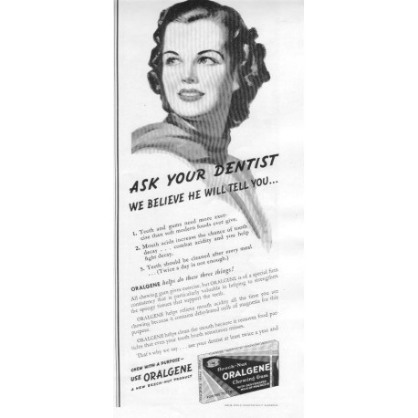 1937 Beech-Nut Oralgene Chewing Gum Ad