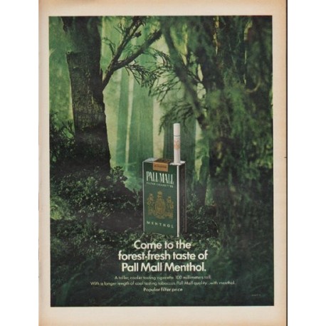 1967 Pall Mall Ad "forest-fresh taste"