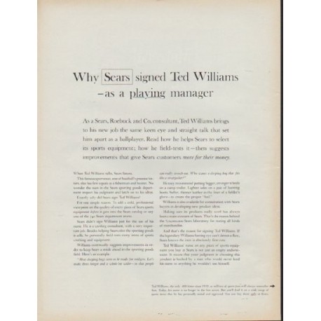 1962 Sears Ad "Why Sears signed Ted Williams"