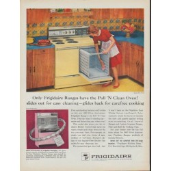 1962 Frigidaire Ad "Pull 'N Clean Oven"