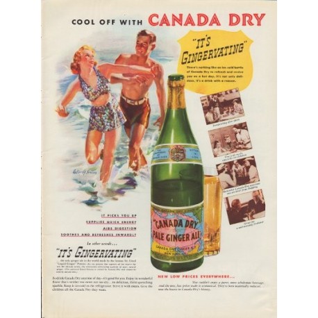 1937 Canada Dry Ginger Ale Ad "It's Gingervating"