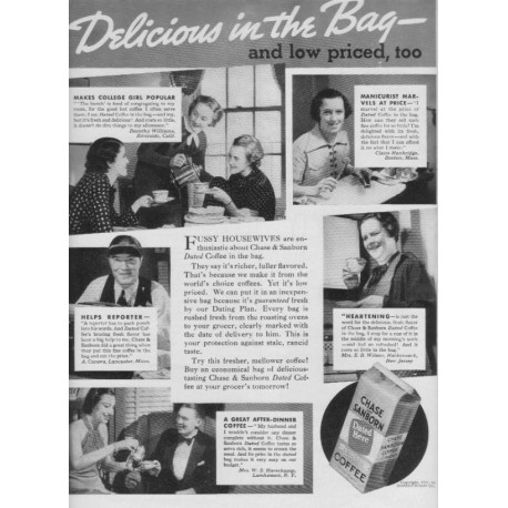 1937 Chase & Sanborn Coffee Ad "Delicious"